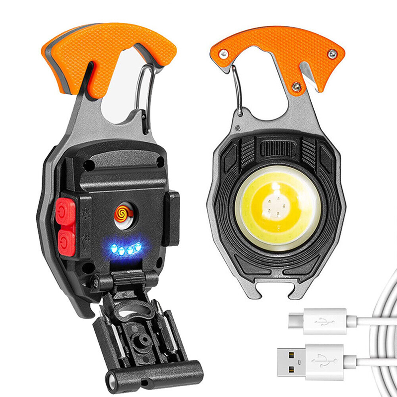 Bokali cob led small flashlight key chain light multi-functional work light for camping