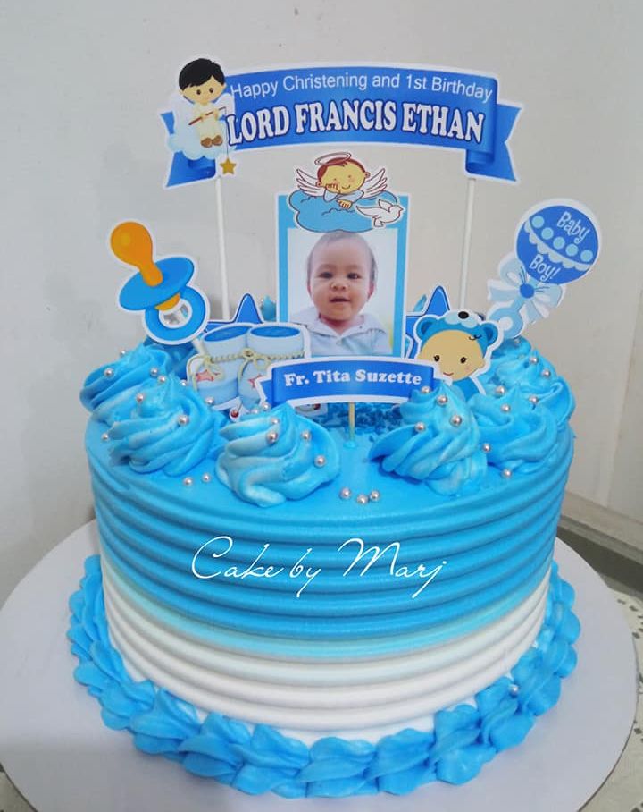 Today's little boy's 2 tier Christening Cake #boys #blue #… | Flickr