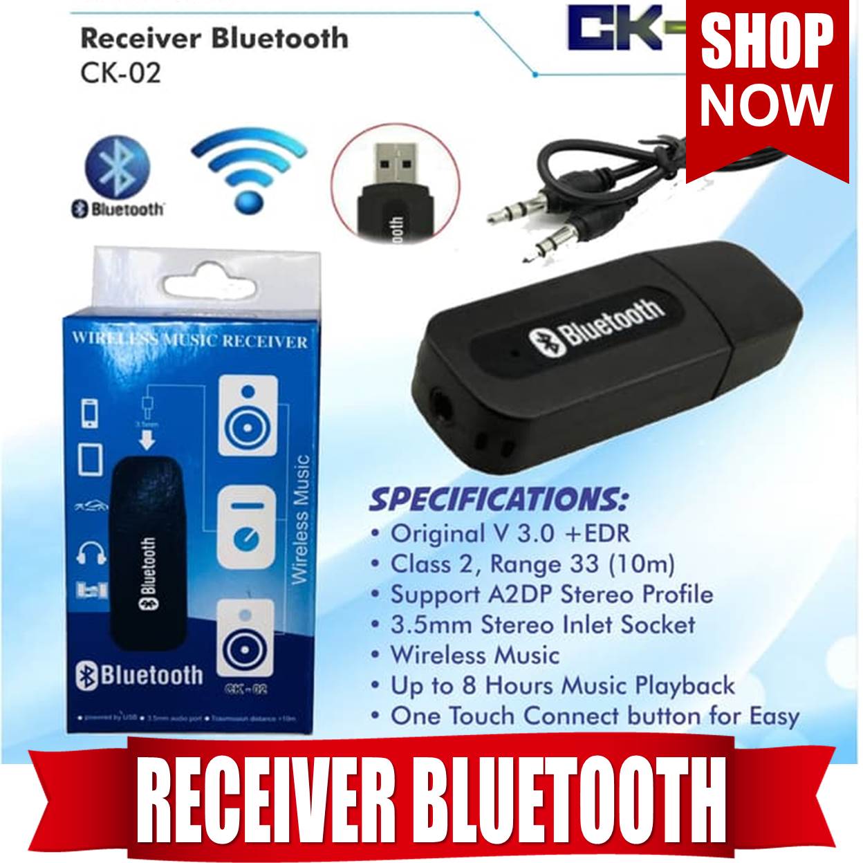 USB Bluetooth receiver adaptor untuk mobil dan audio speaker aktif