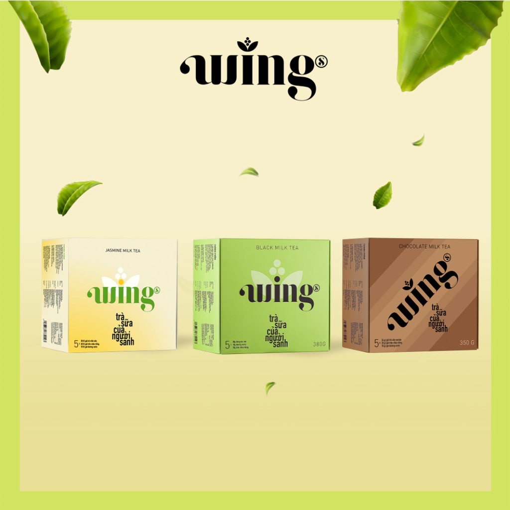 Trà sữa wings trân châu tự pha hộp 5 set vị hồng trà và trà sữa wings nhài và socola sài gòn đặc sản