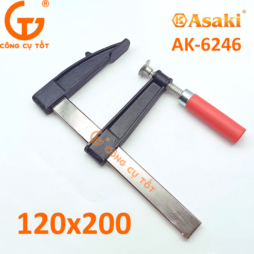 Cảo kẹp gỗ - Cảo chữ F Asaki tay nhựa size tùy chọn
