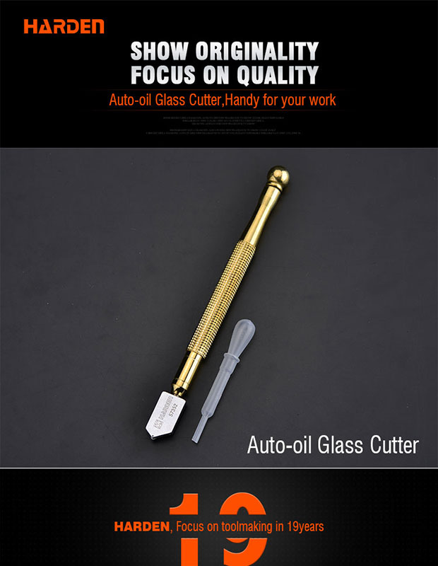 HARDEN 175mm Manual Auto-Oil Glass Cutter Professional Glass Cutting Tool Auto Oil Glass Cutter YG8 Cutter Wheel 570352 - Kings Trading.