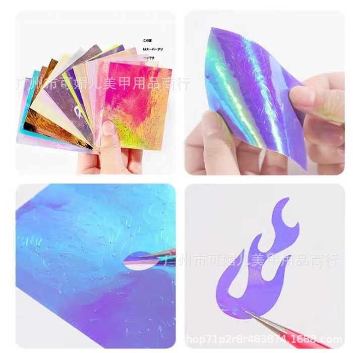 Sticker Lửa Dạ Quang Ngọn Lửa Mẫu Mới set 16 tấm nail