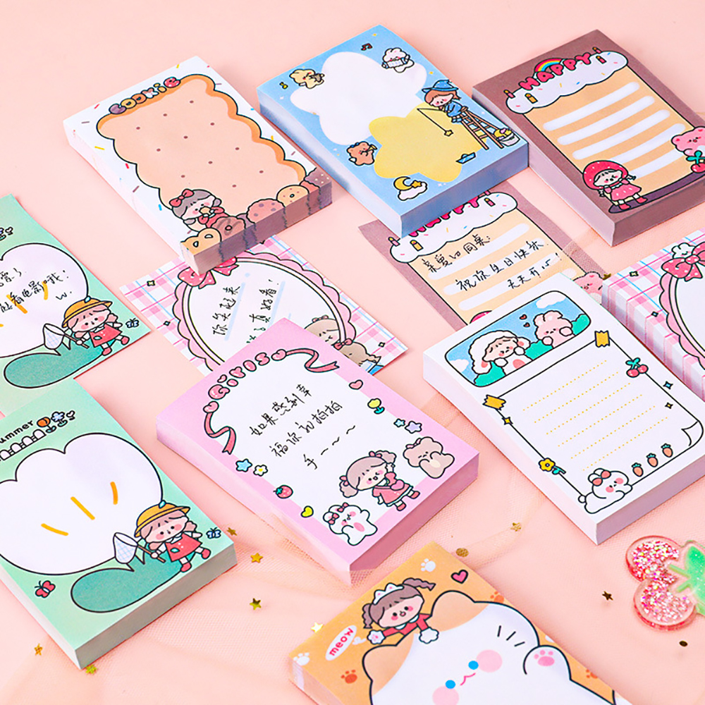 Cute Cartoon Girls Sticky Notes Notepad Message Post To-do Lists Memo ...