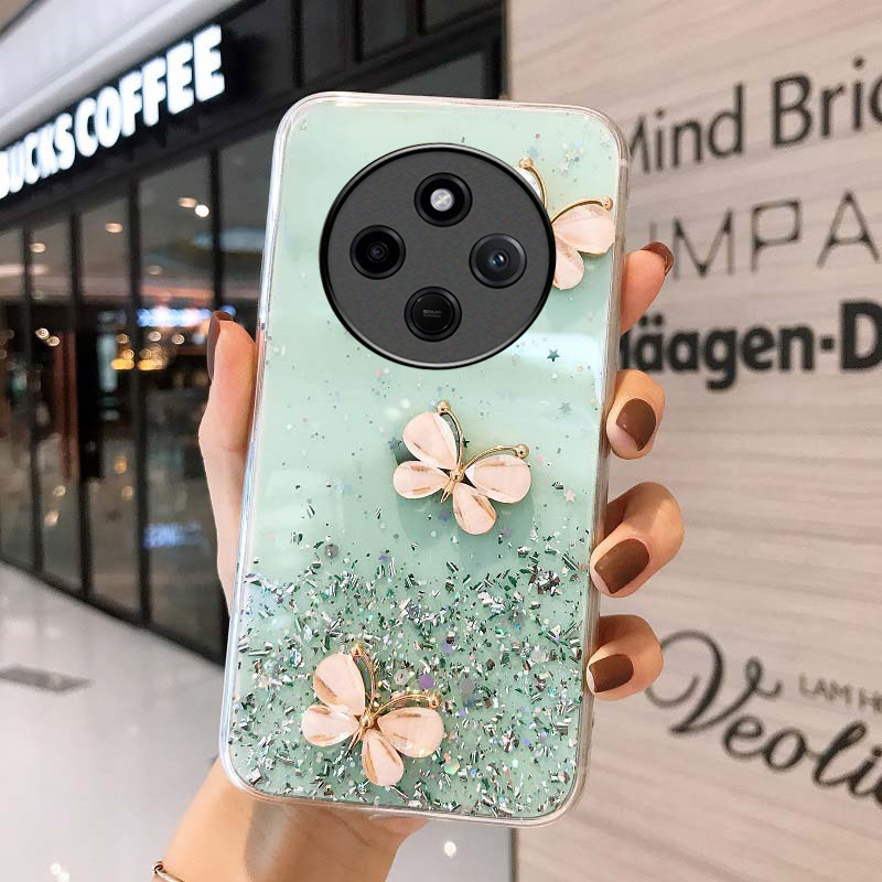 New Phone case Redmi 14C Back cover Sparkling Star Moon Soft Silicone Transparent Butterfly Pattern Anti Drop for Xiaomi Redmi 14C case. 