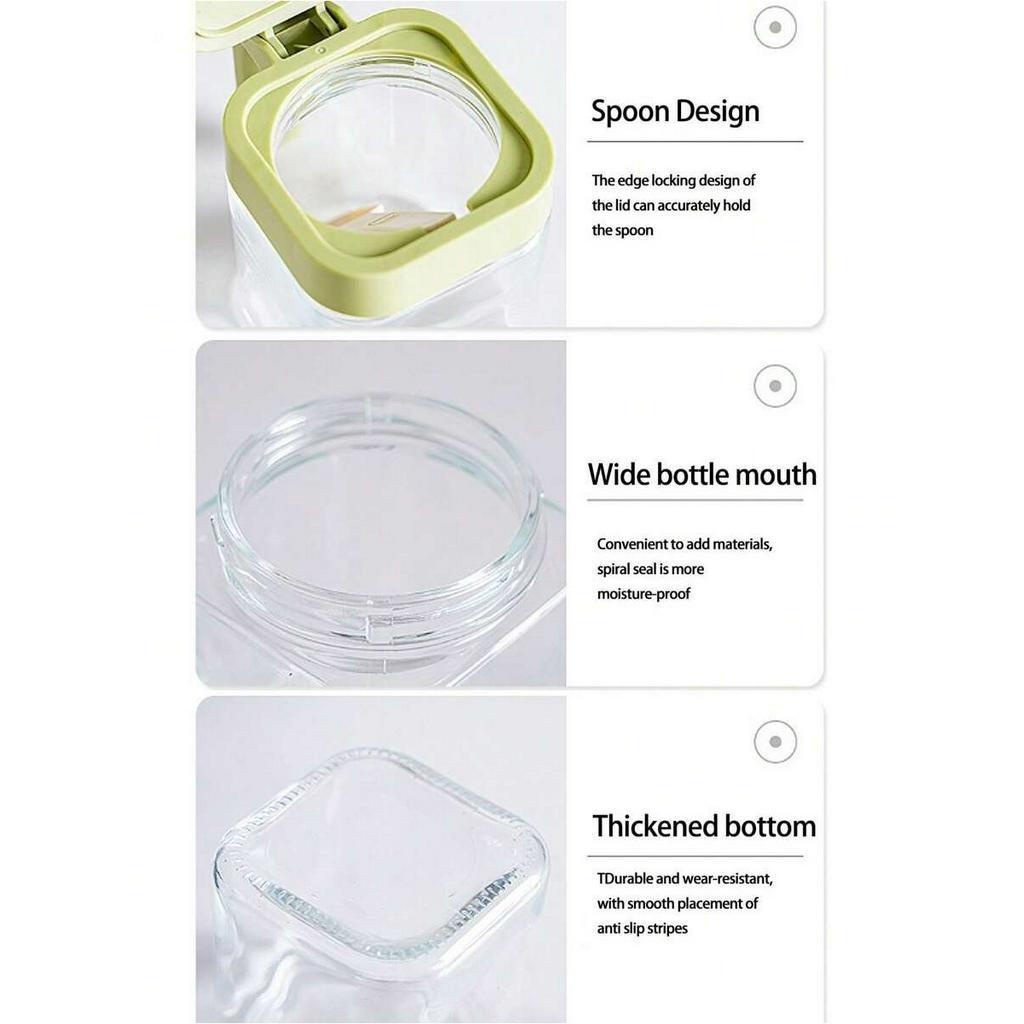 Luftdichtes Gewürzglas mit Löffel, Aufbewahrungsflasche für Salz, Zucker und Pfeffer
_voghion.com