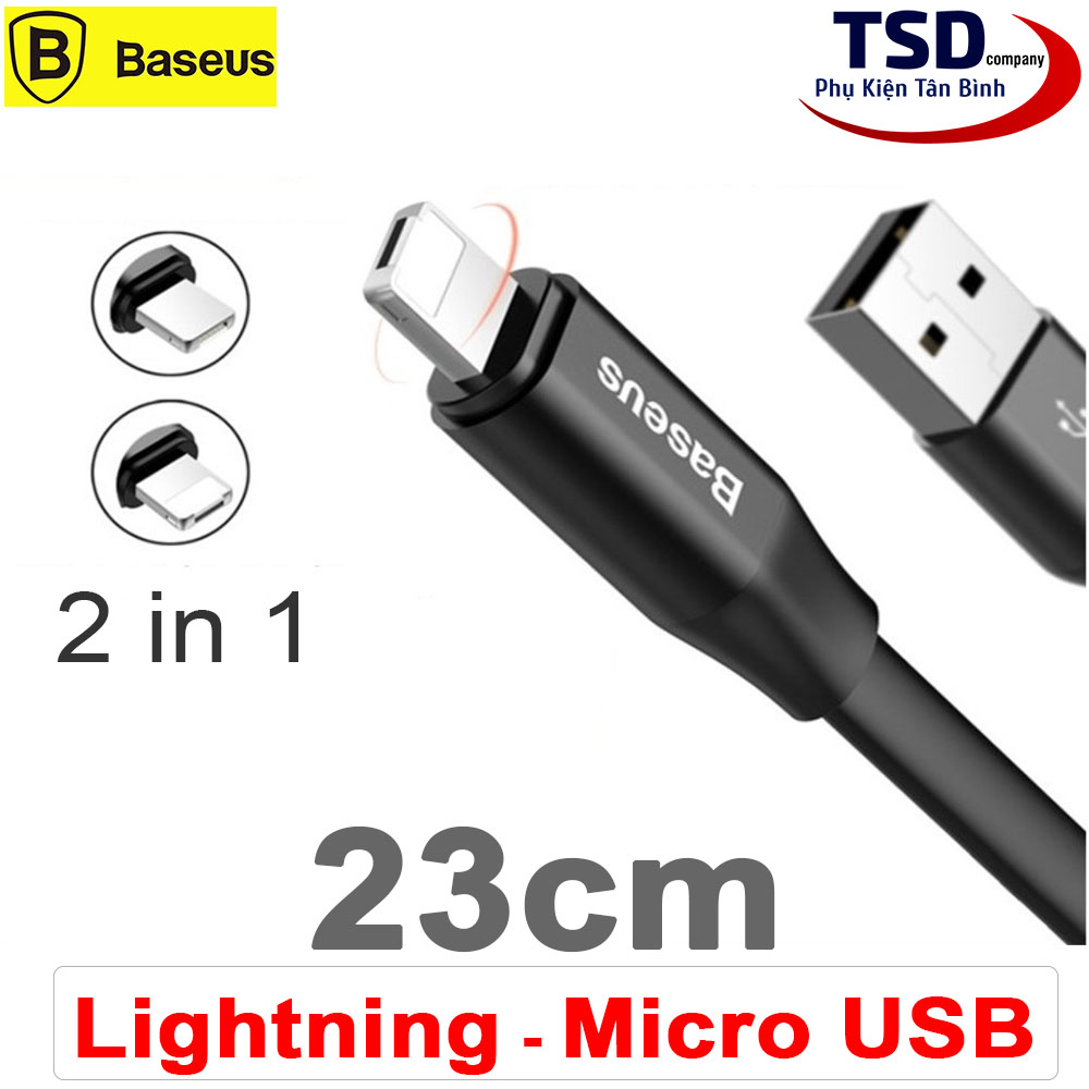 Cáp Sạc Ngắn Đa Năng Baseus 2 in 1 Micro USB và Lightning Chính Hãng