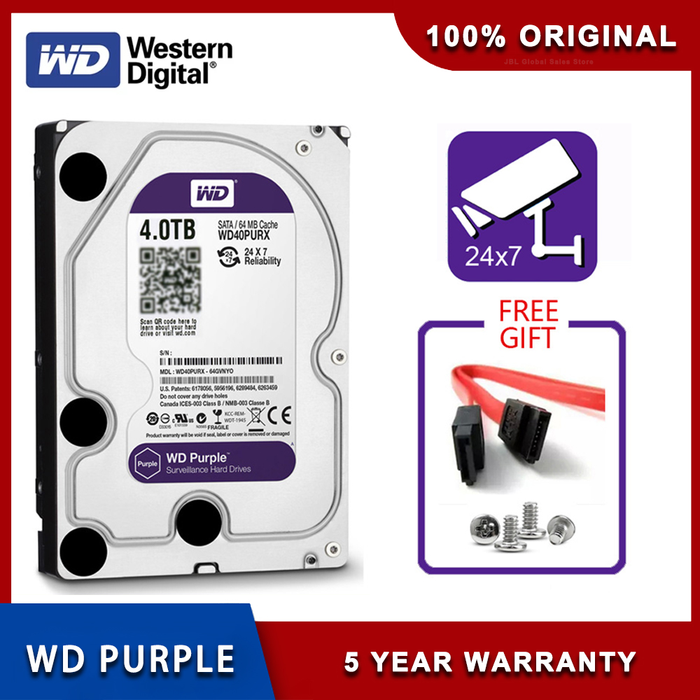 WD Purple 4TB Surveillance Internal Hard Drive Disk 3.5 64M Cache SATA III 6Gb/s 1TB 2TB 3TB HDD HD Harddisk for CCTV DVR NVR. 