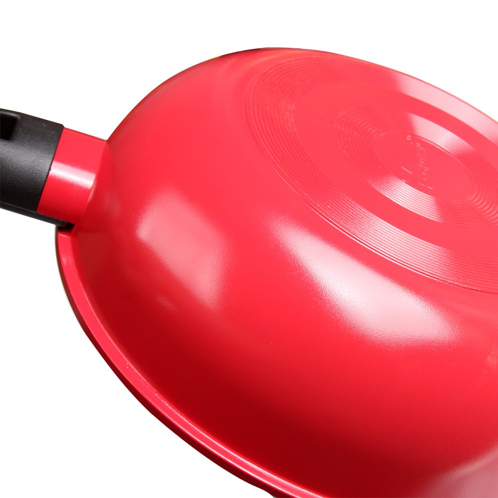{Genuine} cheap open-28 cm deep Korean technology ecoramic ceramic non-stick pan Red