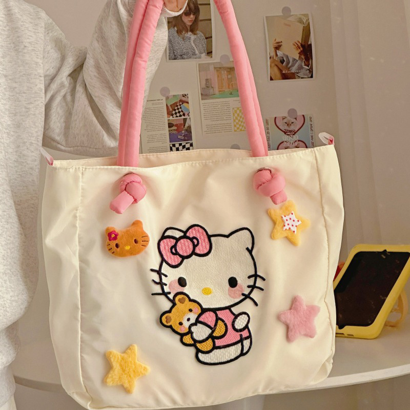Kawaii Hello Kitty Y2K Fashion Soft Shoulder Bags Cute Cartoon