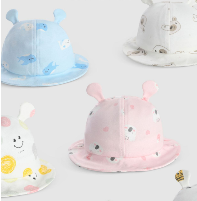 Mũ vành cotton mềm cho em bé từ 3 tháng