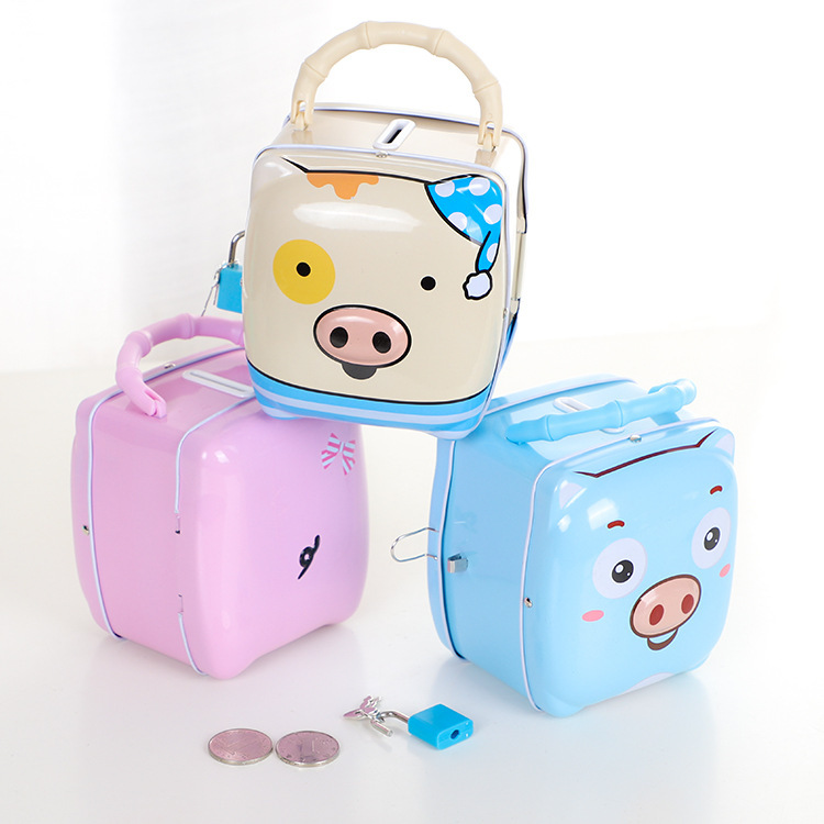 Cartoon-shaped portable piggy piggy storage box storage box children's piggy bank Student household change jar wholesale