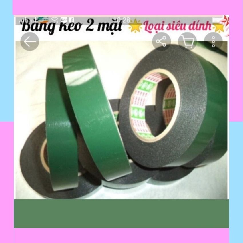 Băng keo 2 mặt có xốp xanh đen