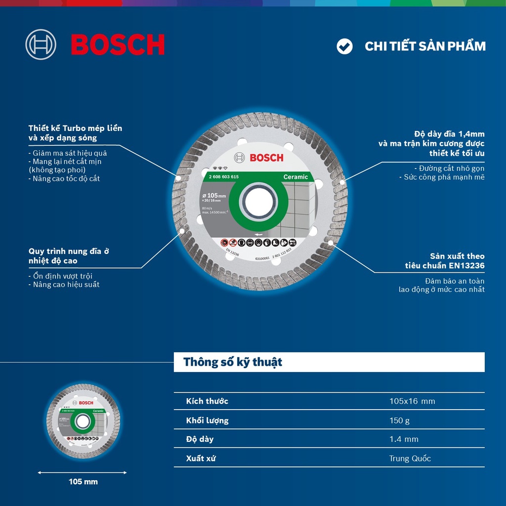 Đá cắt kim cương Bosch Turbo