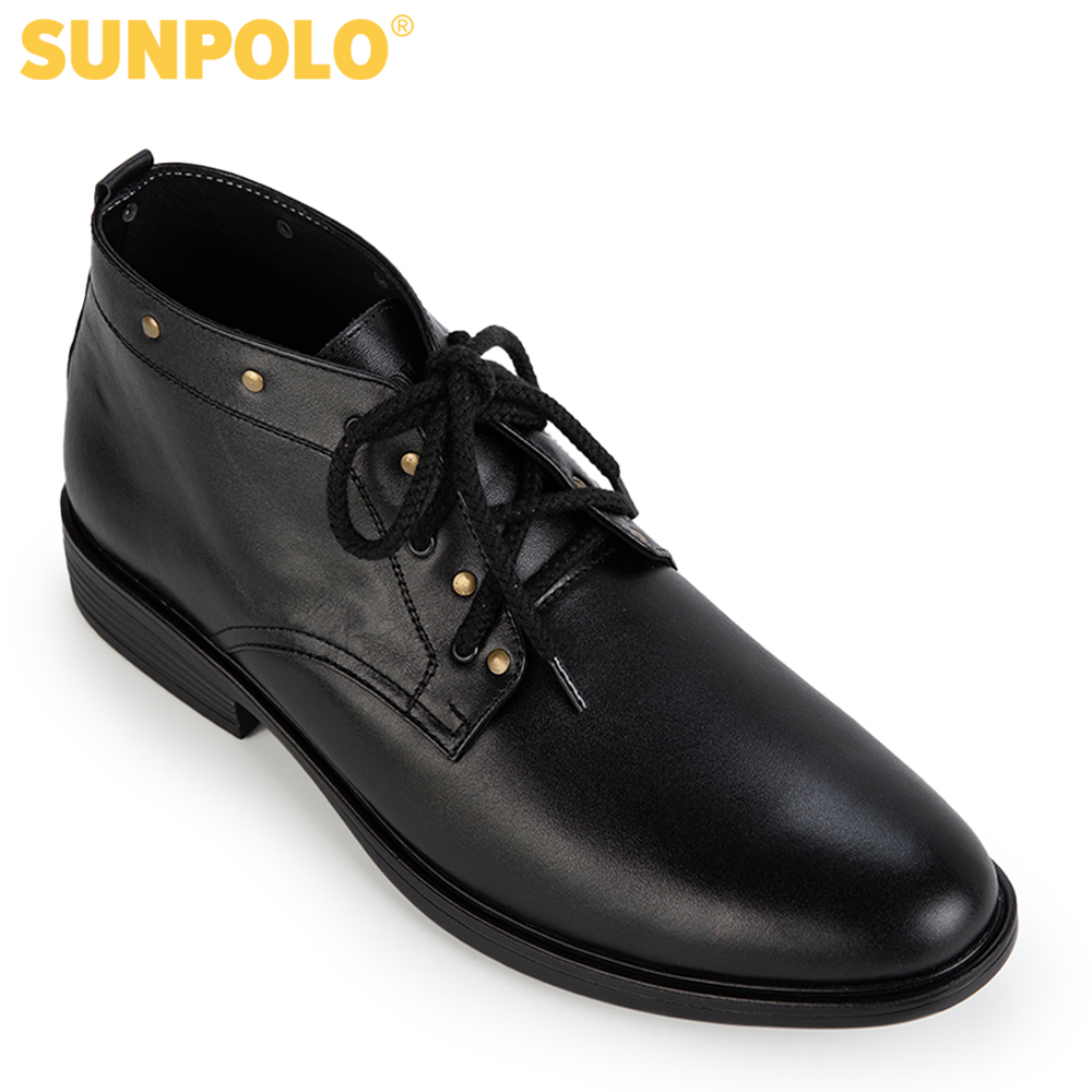 Giày chukka boots nam da bò cao cấp sunpolo buộc dây boot02