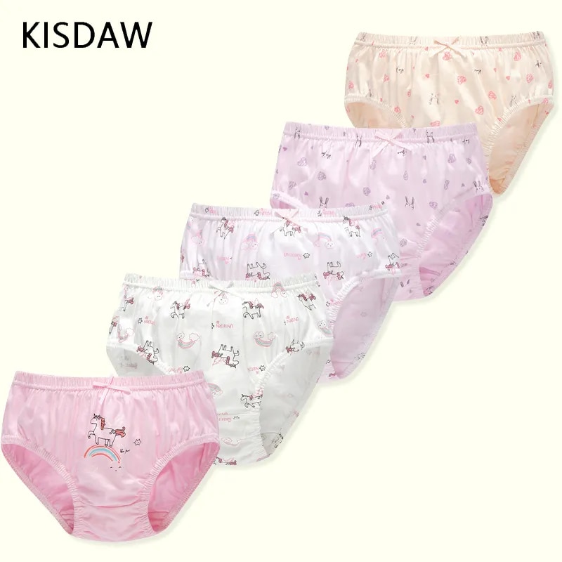 5 Pcs/Lot Cotton Children Underwear Girl Rainbow Cartoon Panties