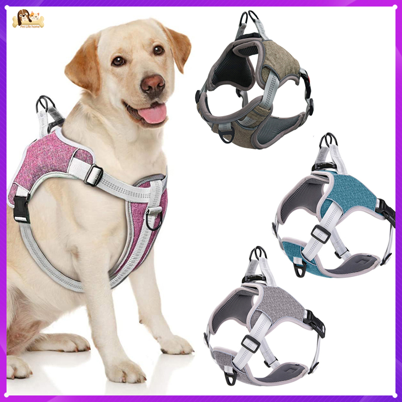 Dog Harness No Pull Reflective Adjustable Nylon Harnesses Leash Pet dog Adjustable Dog Harness Soft Reflective Vest Harness for Medium and Large Dog Thicken Dog Leash with Harness For Big Dogs