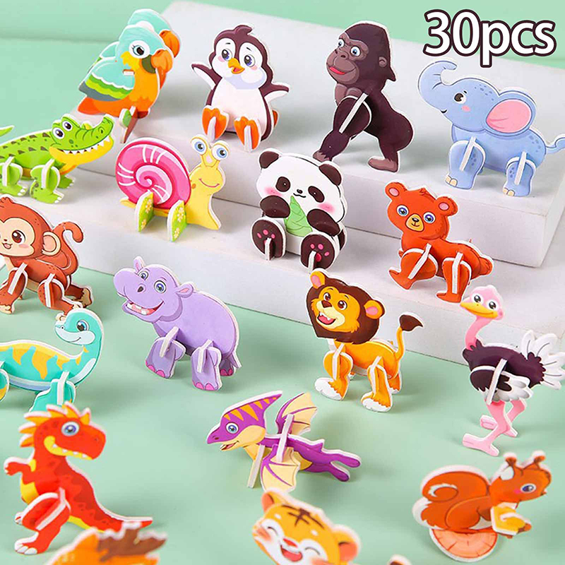 30Pcs Mini Cartoon Animal DIY Paper Jigsaw Puzzles Toys For Kids ...
