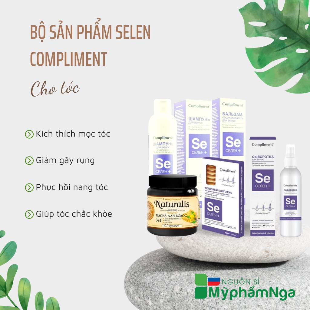 Bộ sản phẩm kích mọc tóc giảm rụng tóc Selen Compliment - Gội xả ủ xịt tóc Compliment