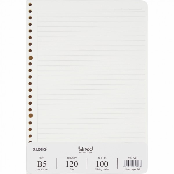 Ruột sổ còng kẻ ngang B5 - 100 tờ; MS: 548