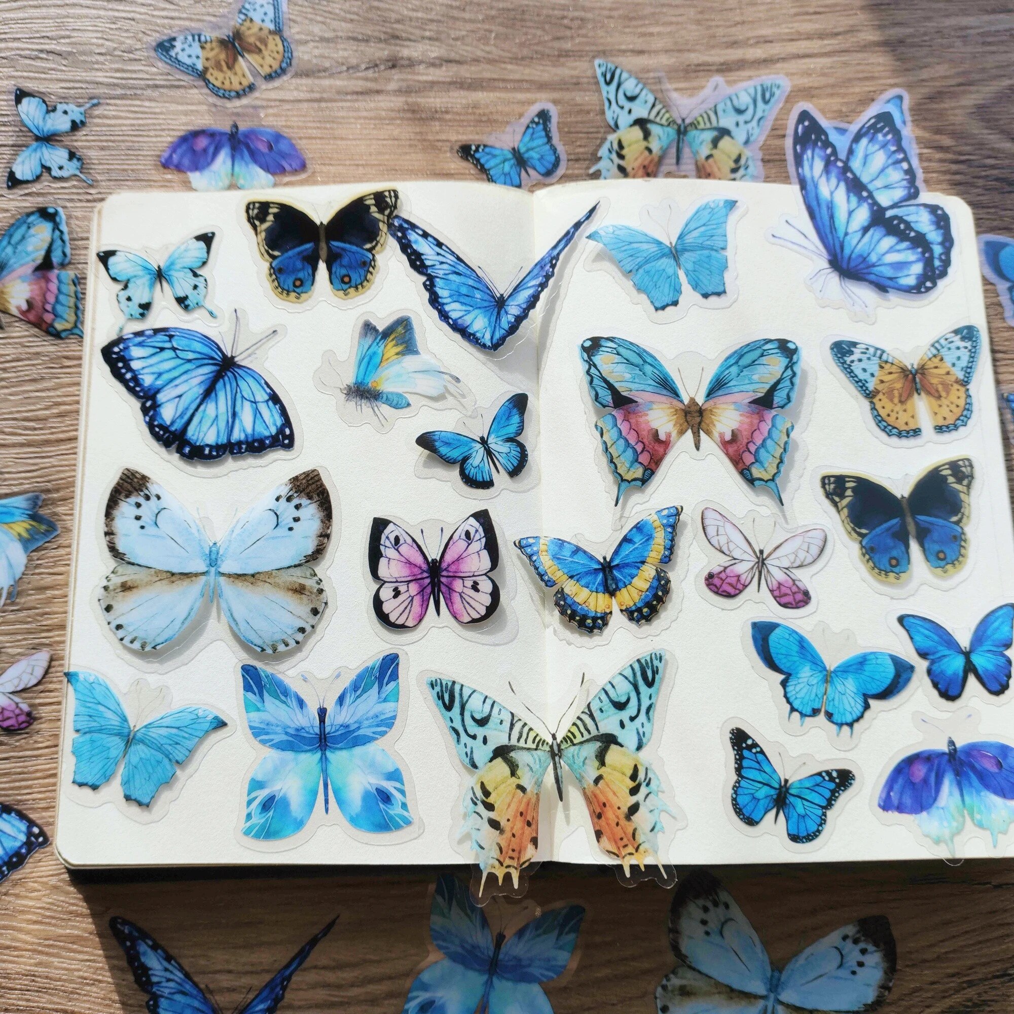 40PCS Insects Dragonfly Butterfly Stickers PET Transparent Decorative ...