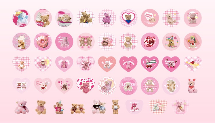 Hộp 45 stickers hình gấu nhiều mẫu