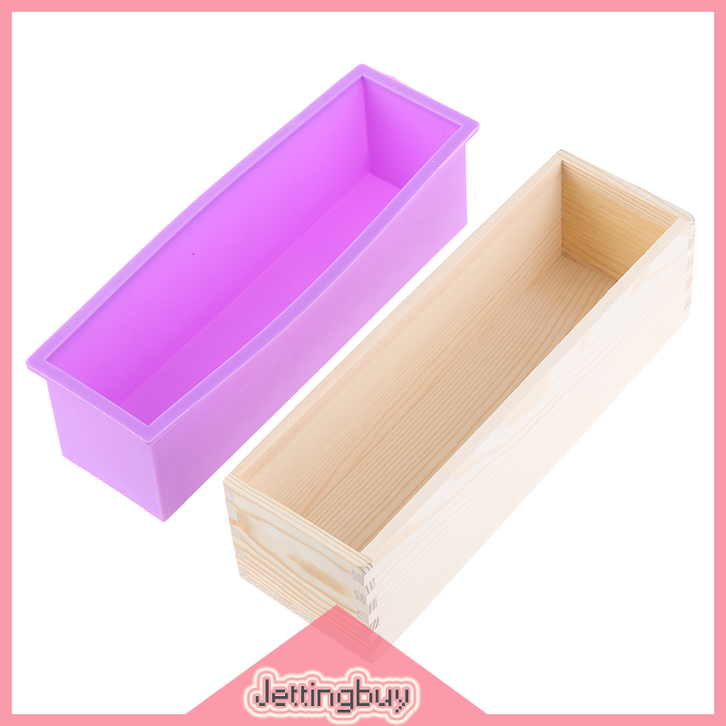 Jettingbuy Flash Sale 1200ml Rectangle Silicone Soap Making Mold Wooden