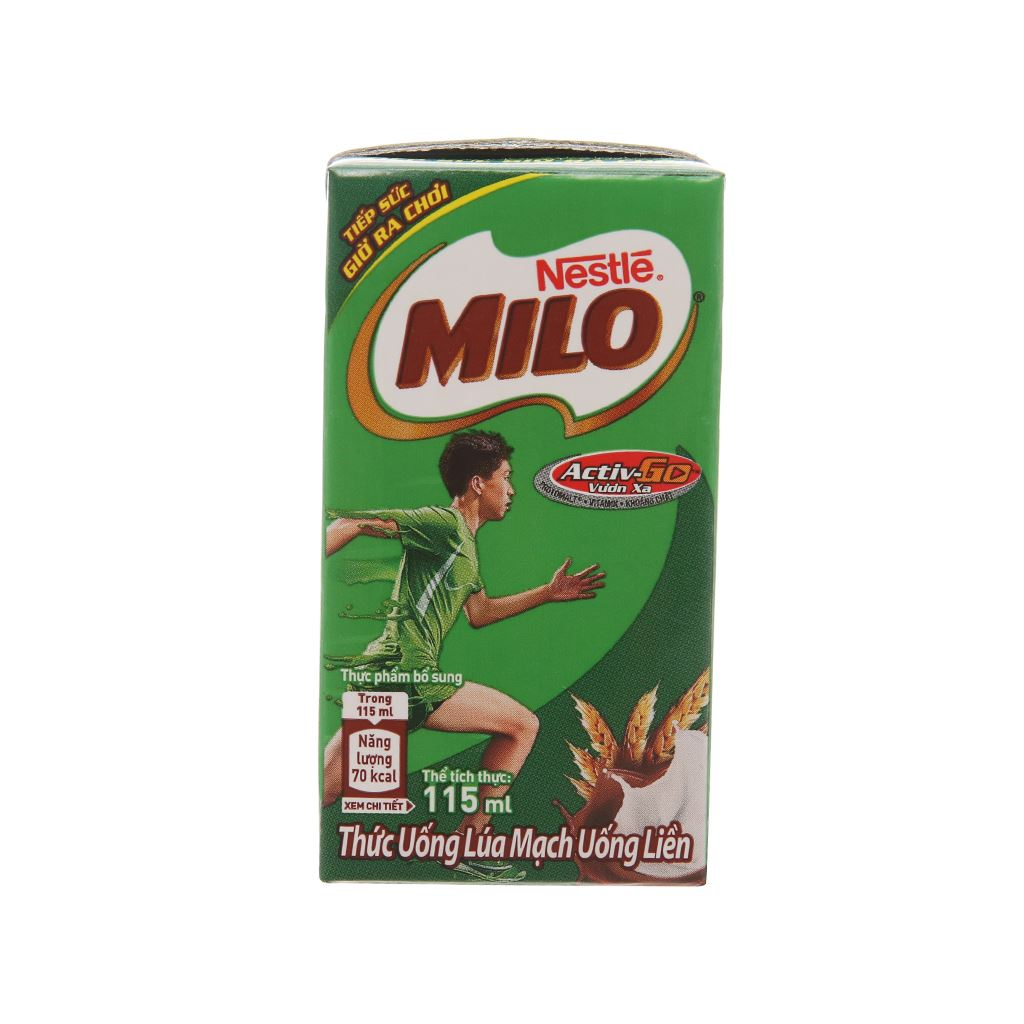 Lốc 4 hộp thức uống lúa mạch Milo Active Go 115ml/ 180ml