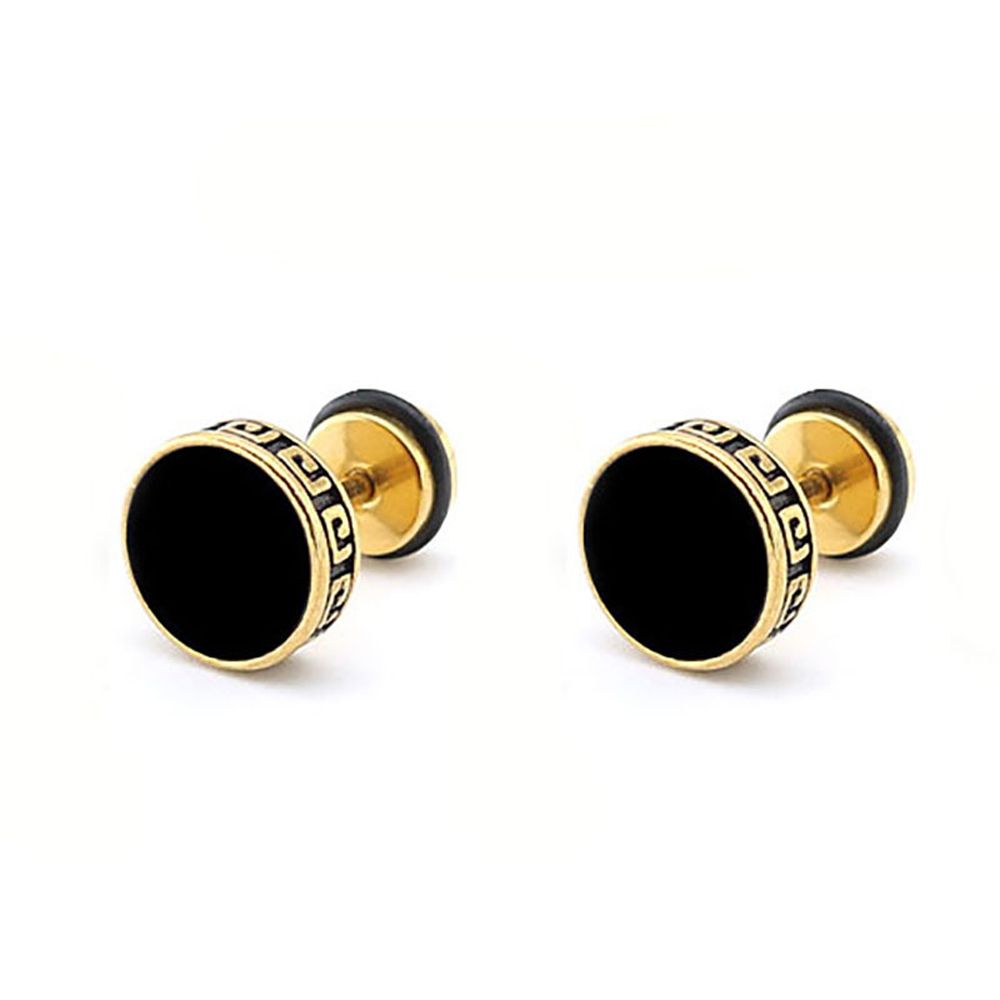 PULLBEAR Simple Punk Solid Color Street Wear Lady Men Round Barbell Stud Earrings Stainless Steel Women Jewelry Korean Earrings
