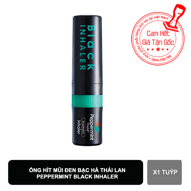(Black) 01 Ống hít ĐEN 2 Đầu Black Inhaler Peppermint Thái Lan