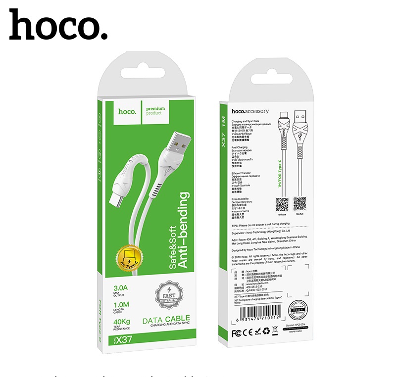 Cáp Sạc Hoco X37 Cổng Type-C 3A Dây Dài 1m