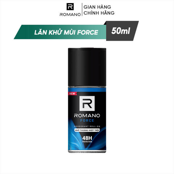 Lăn Khử Mùi Romano Force 50ml – Hương Mạnh Mẽ Nam Tính, Khô Thoáng Suốt Ngày
