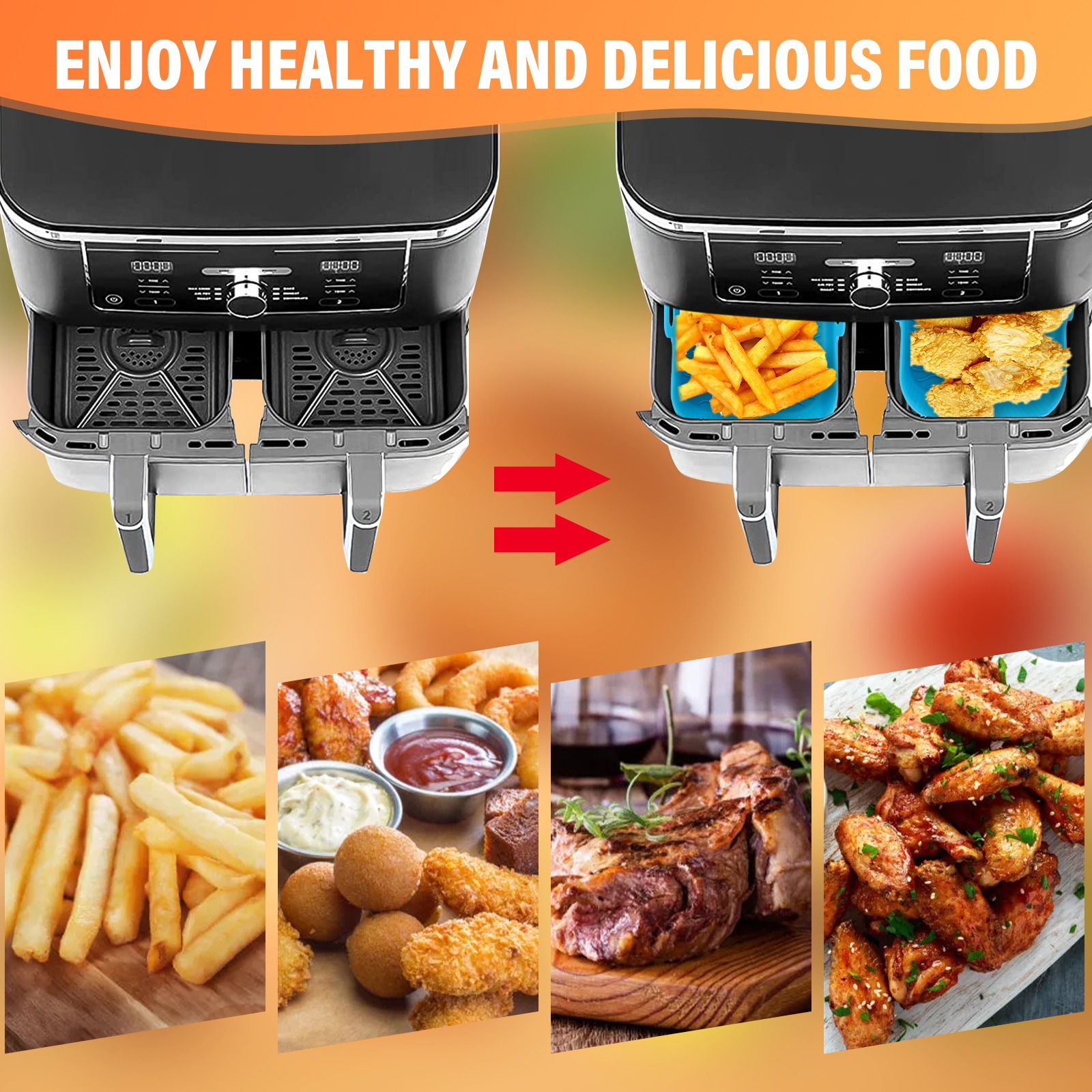 【Exclusive】 2PCs rectangular air fryer tray oven baking tray basket reusable liner dish for Ninja Foodi dz201 pan accessories.