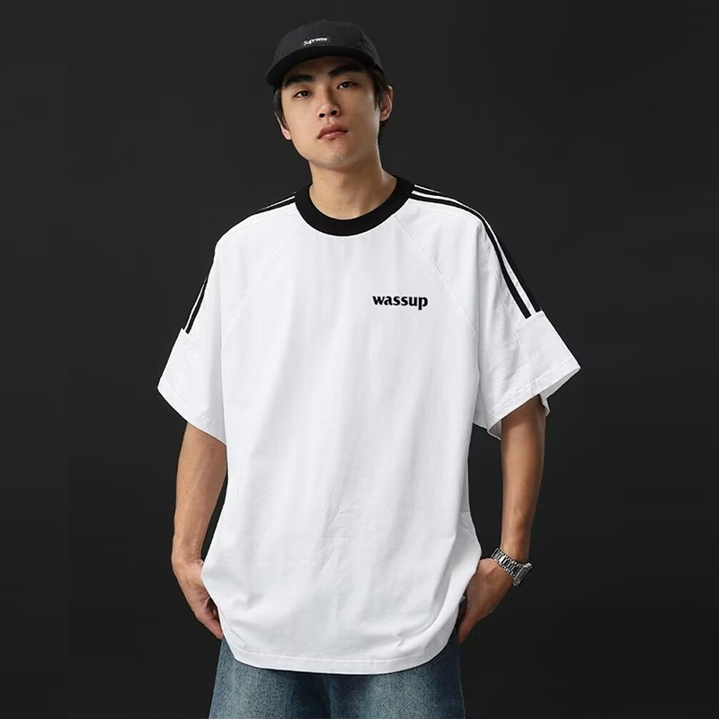 LIVE GREAT American fashion short sleeves Men's popular T-shirts loose cotton short sleeves summer simple T-shirt