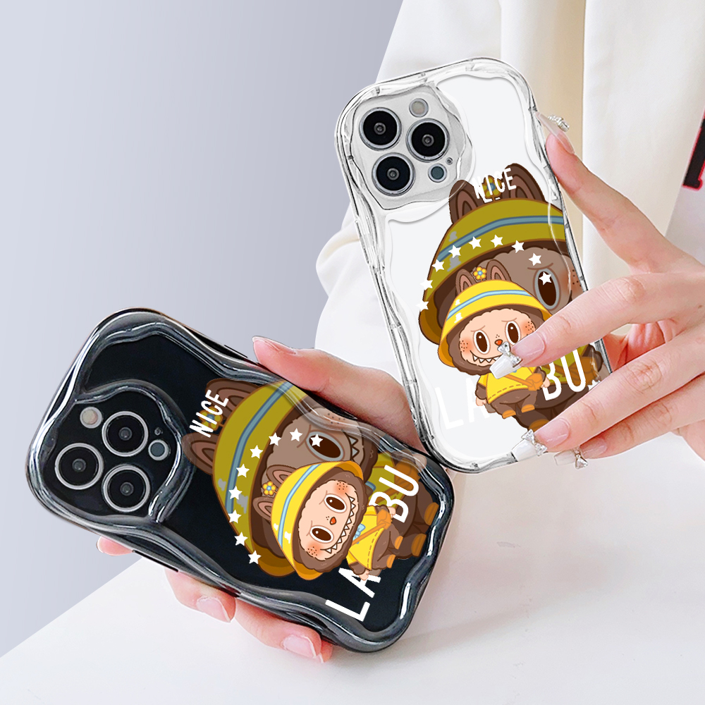 YYDS for Redmi Note 10 5G Xiaomi Poco M3 Pro 4G Back Cover Lovely Labubu Case Cream Texture Wavy Edge Soft Silicone Mobile Cover. 