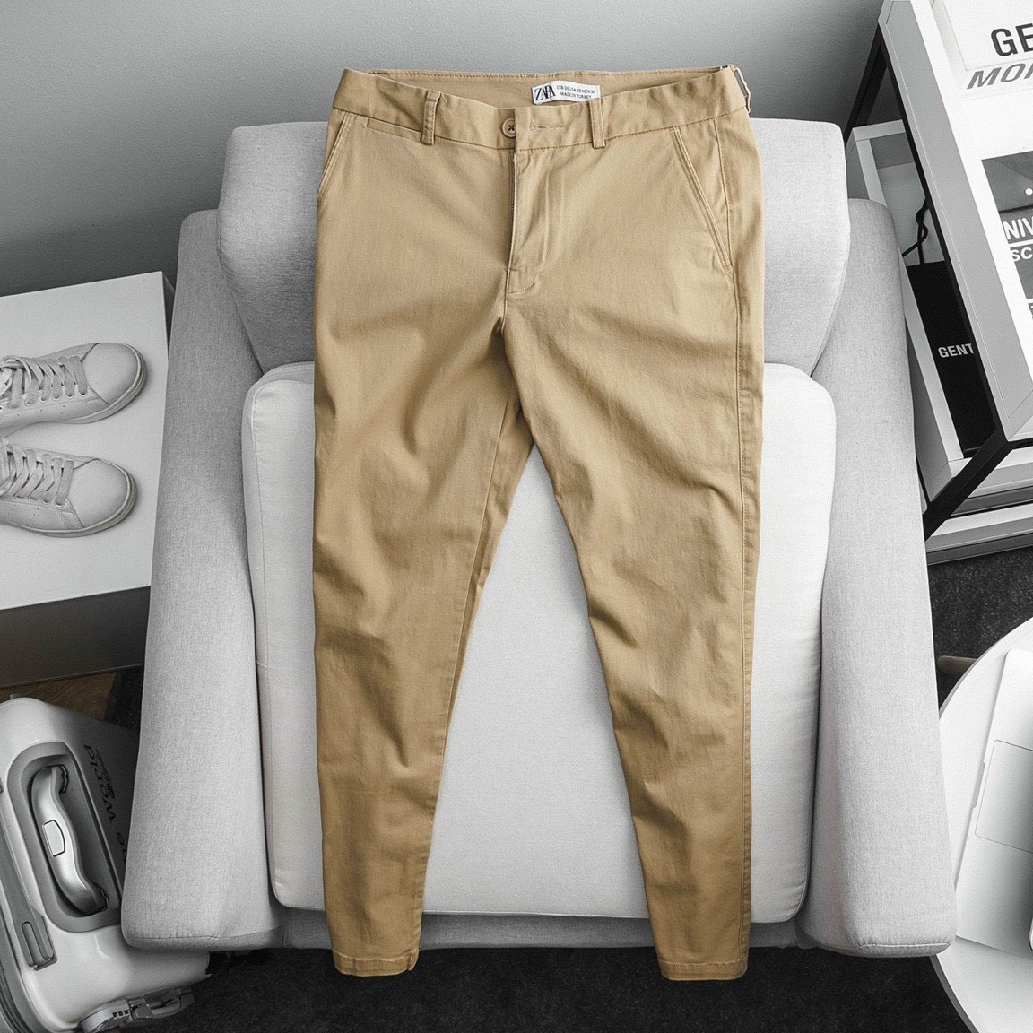 [Hoàn Tiền 15%] Quần Kaki Zara Ống Suông Co Giãn Trơn Basic Vải Dày Dặn Co Giãn