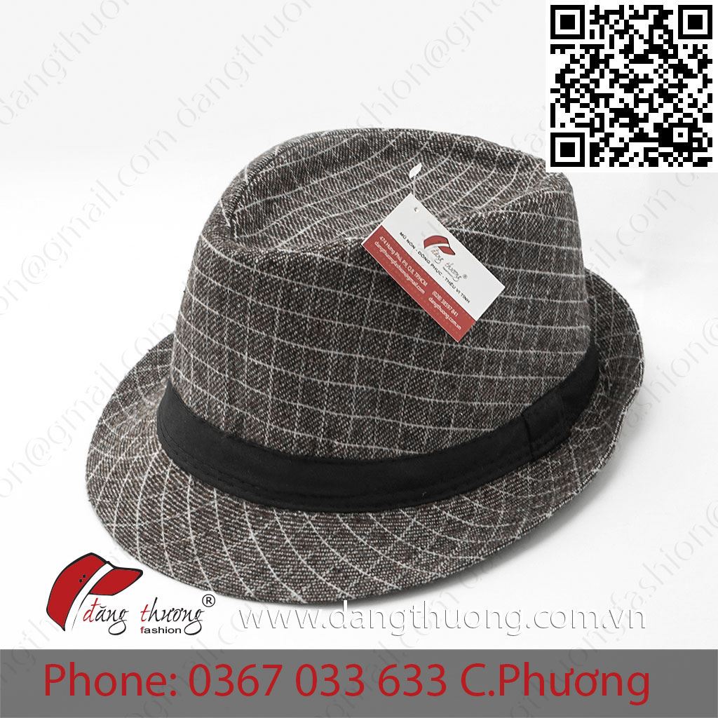 Mũ nón phớt fedora nỉ dạ caro nhiều màu