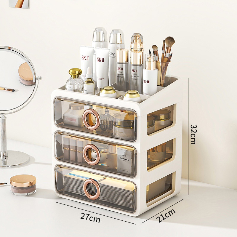Cosmetics storage box, transparent drawer, desktop storage shelf, household dresser, makeup case, skin care product shelf