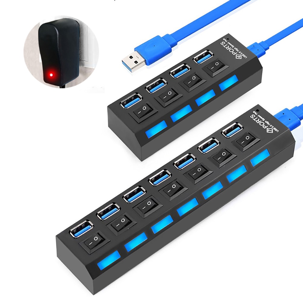 Usb Hub 3 0 Hub Usb Splitter 3.0 Multi Usb Hub With Power Adapter 4 7 Port Extender 2.0 Hab Computer Essories For Computer PC
