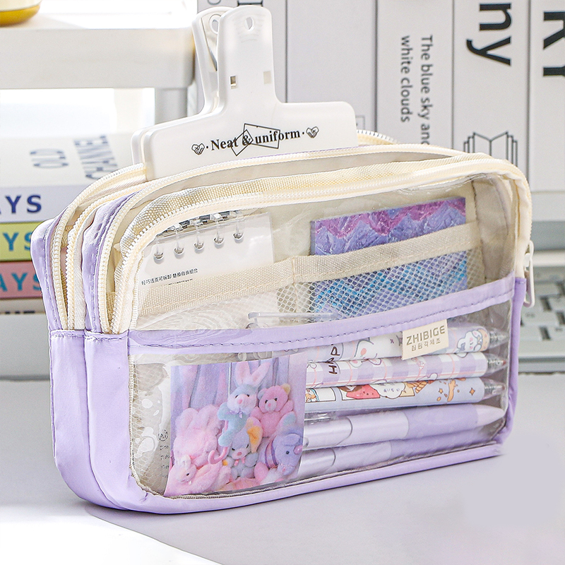 Transparent pencil case Students' pencil case Pupils' transparent pencil case