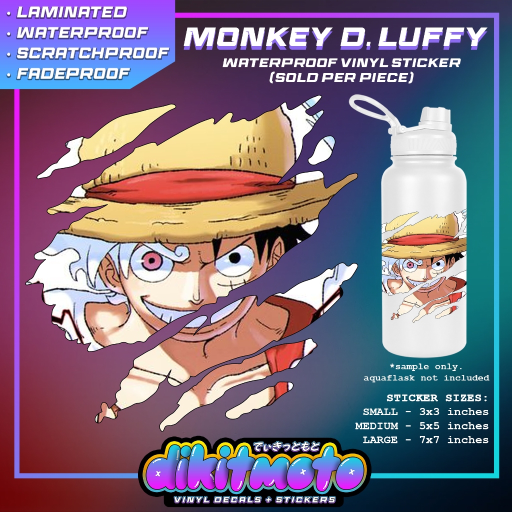 [dikitmoto] Monkey D Luffy #10 Scratch Sticker Waterproof Vinyl Sticker ...