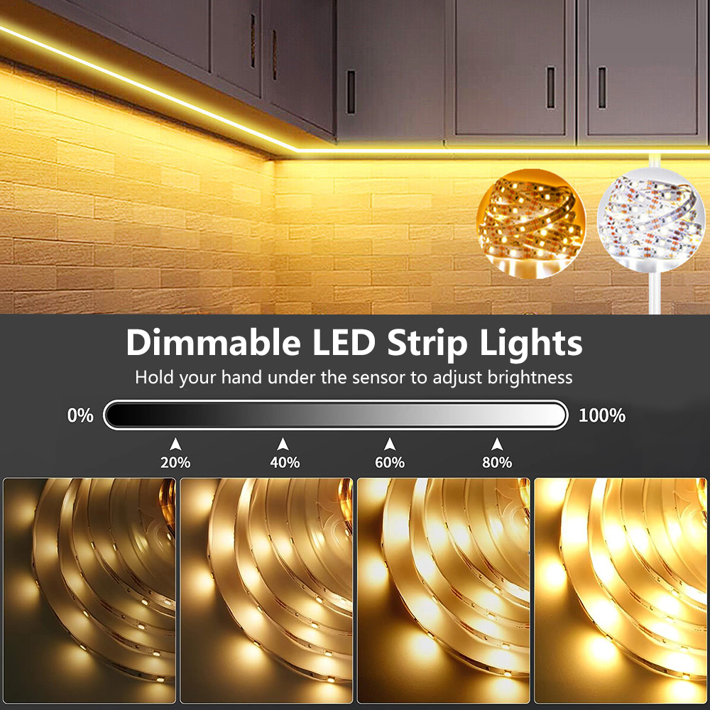 ZIR Mall LED Under Cabinet Light USB Powered Motion Sensor Dimmer Lighting for Cabinet Closet Kitchen Wardrobe Counter Bedroom