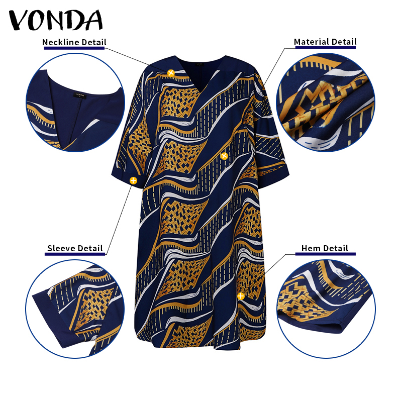 VONDA%20Women%20V%20Neck%203/4%20Batwing%20Sleeve%20Mini%20Dress%20Plus%20Size%20Printed%20Robe%20Dress%20(Plus%20Size)%20-%20Image%207
