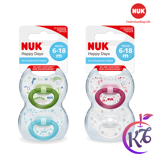 Bộ 2 ty ngậm silicone nuk happy days 6-18 tháng - nu31797_bé trai - ti ngam tre em