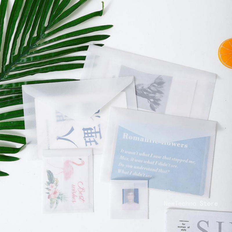 【SmartHorizon】Transparent Sulfuric Acid Paper Envelope Vintage Wedding Postcard Invitation Card Storage Translucent Blank Envelope 1pc. 