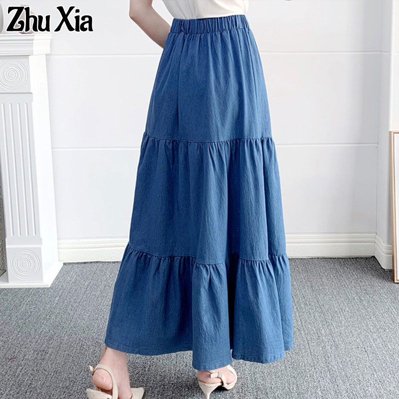 Váy Zhu Xia Cho Nữ, Chân Váy Denim Mới Mùa Xuân Và Mùa Hè Chân Váy Chữ A thumbnail