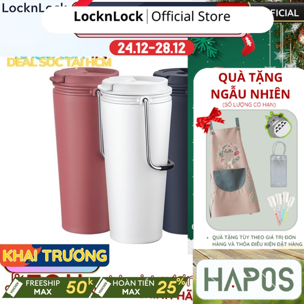 Bình giữ nhiệt locknlock bucket tumbler 540ml lhc4269 có quai xách và ống hút tiện lợi - hapos official