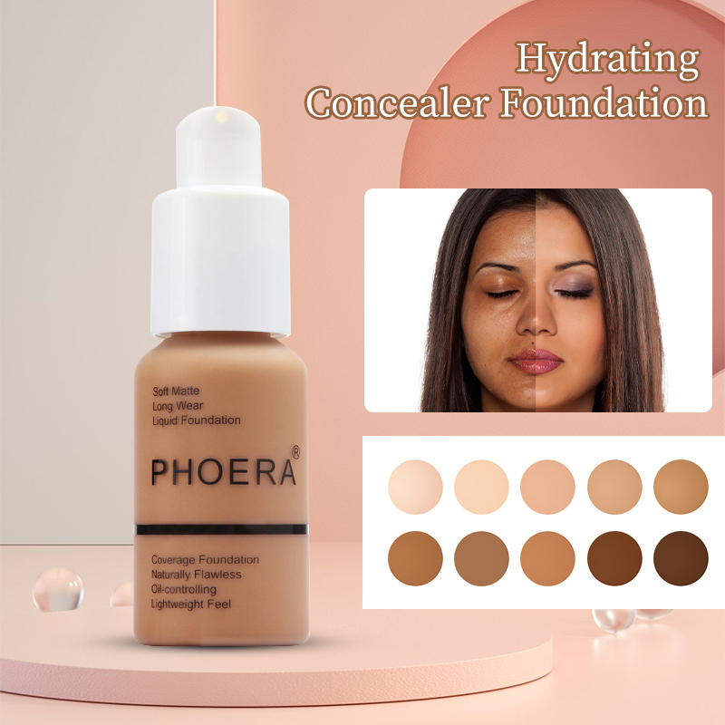 Aabeauty [100% Chính hãng] phoera Foundation Matte không thấm nước Kem che khuyết điểm kem nền dạng lỏng làm sáng Kem dưỡng ẩm