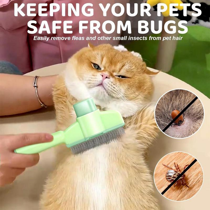 Image showcasing Pets Shedding Brush Dog And Cat Slicker Comb Self-Cleaning Hair Removal ...