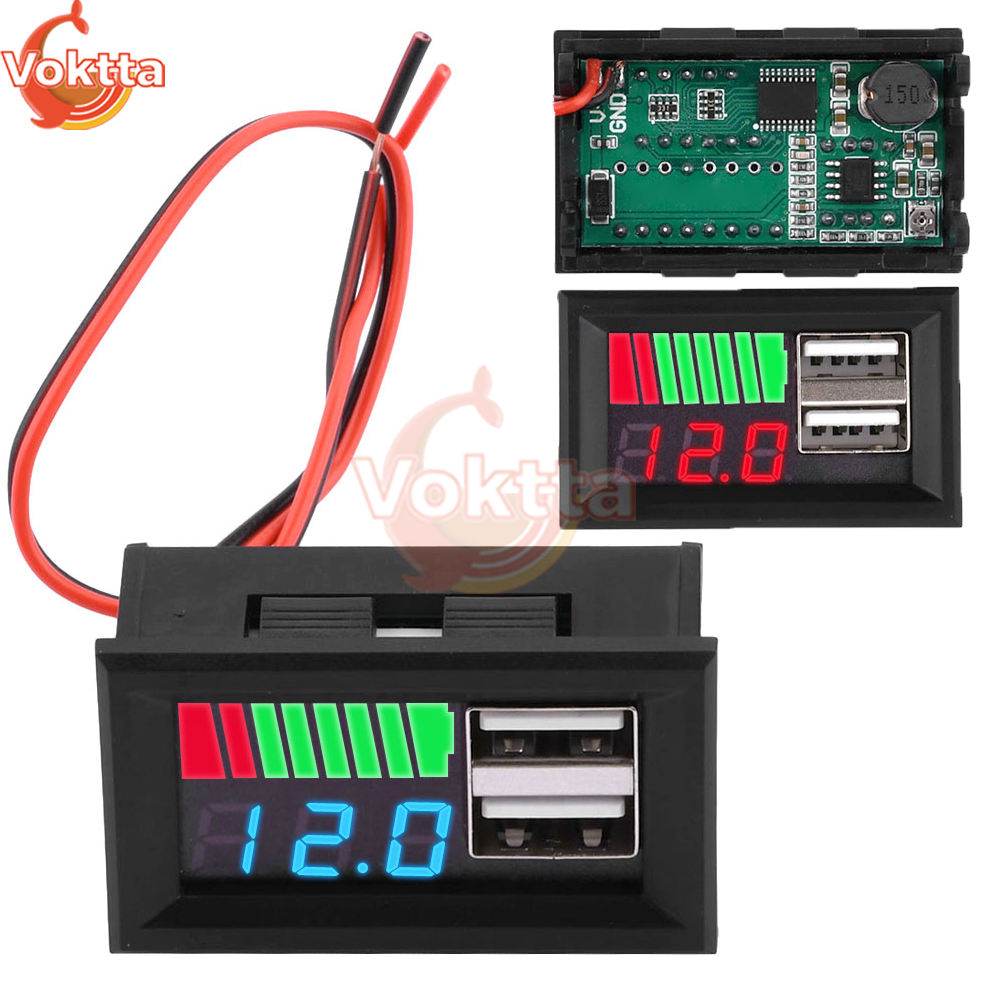 Led Display Voltmeter Panel Indicator Power Voltage Meter Dual Usb ...